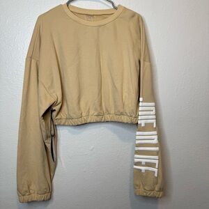 Joie in Life Tan Cropped Long Sleeve Sweatshirt Size Extra Large New